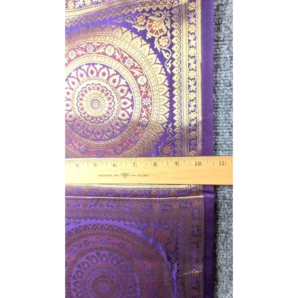 Handmade Purple Gold Brocade Hanging Wall Organizer 3 Pocket Mail Holder Boho